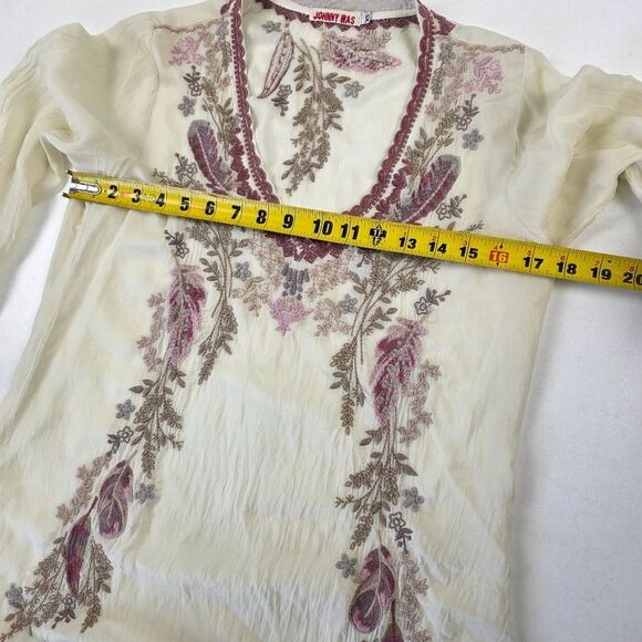 Johnny Was Embroidered Floral Tunic Top Womens Sz XS - Picture 4 of 9